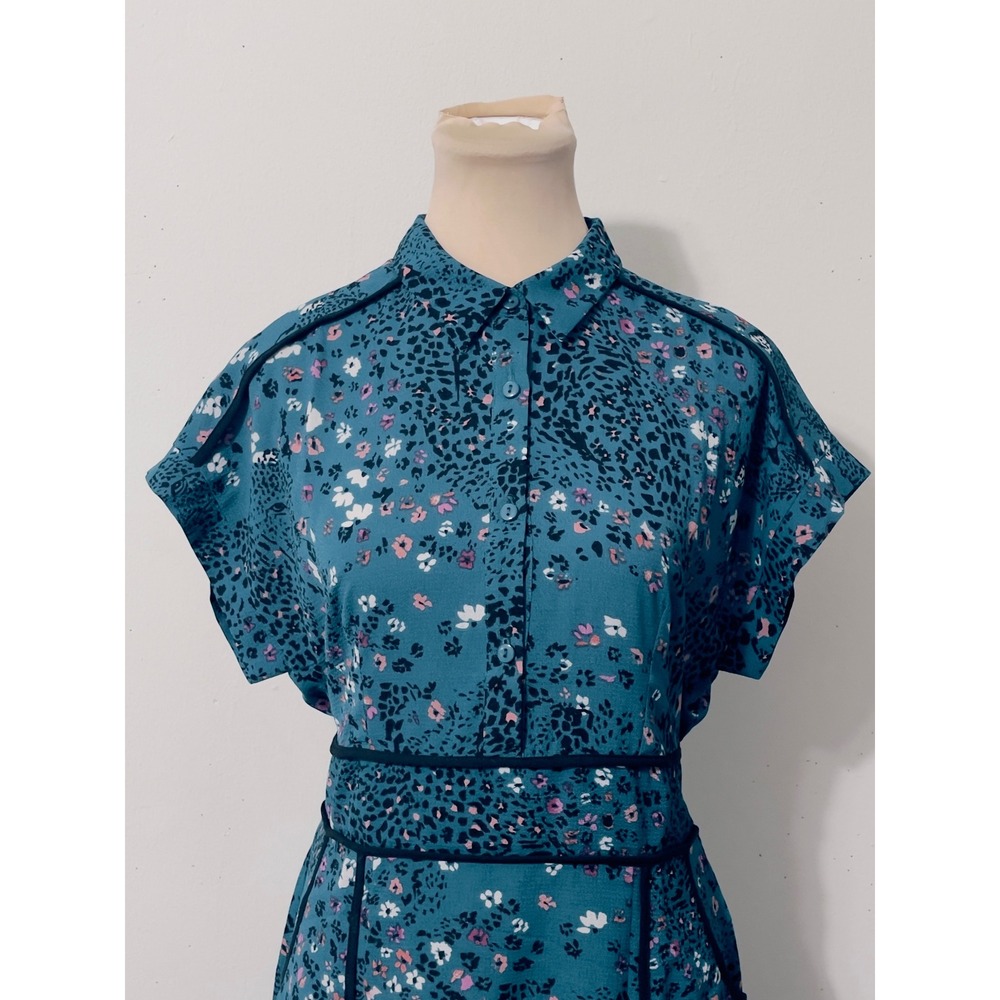 Monteau Teal Floral Midi Dress - Picture 2 of 7
